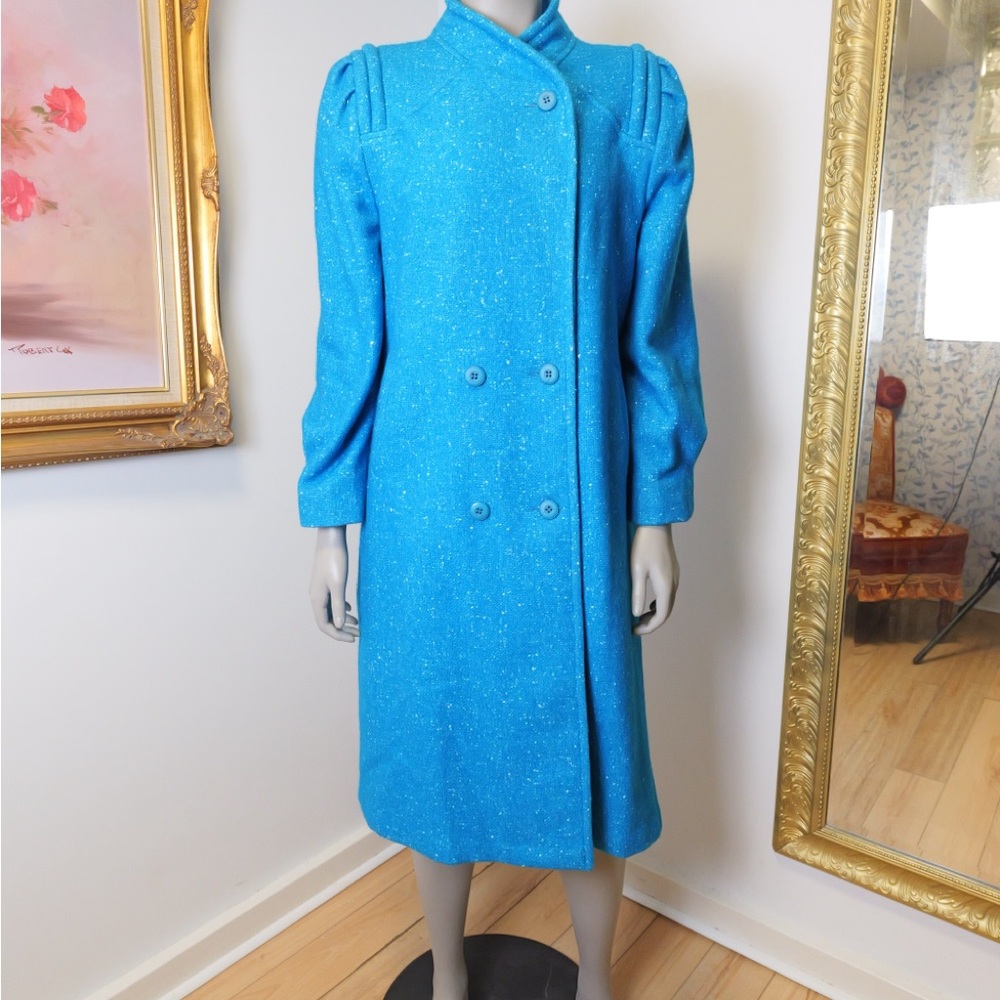 Vintage Blue Double-Breasted Coat
